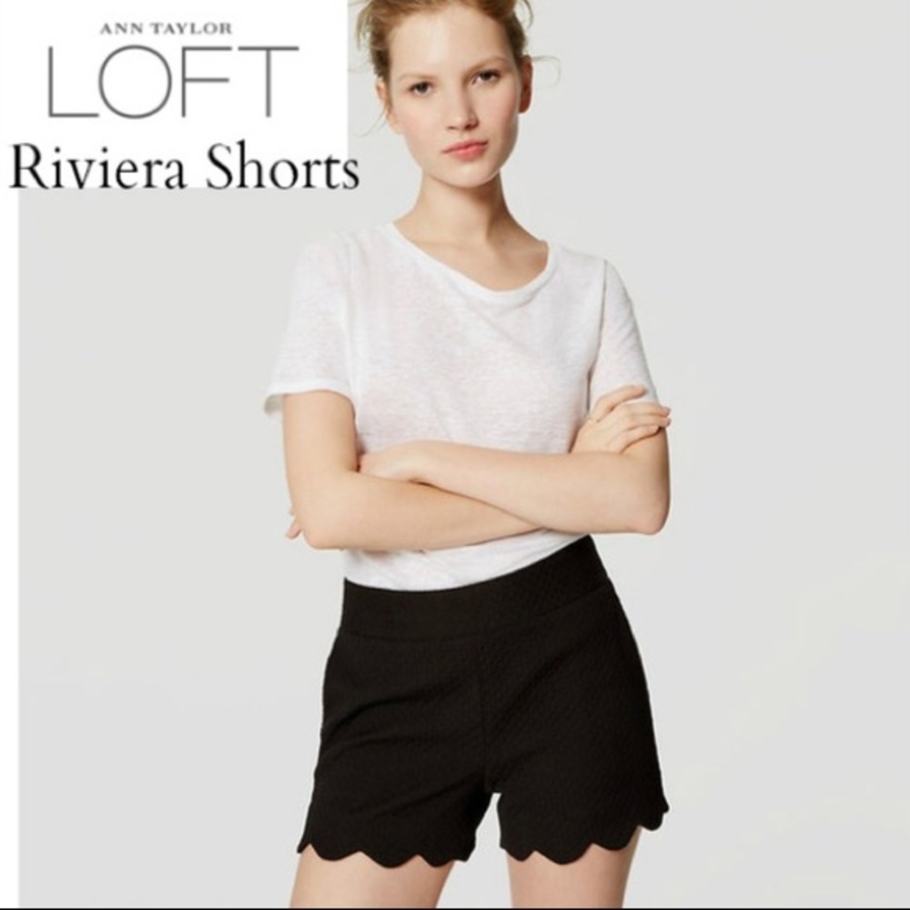 Ann Taylor LOFT black scallop Riviera Short, 12 ✨